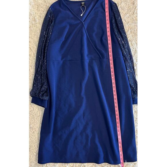 Emery Rose Women's Size 5XL Navy Sequin Sleeve Sheath Knee Length Dress #0421 - Picture 10 of 14
